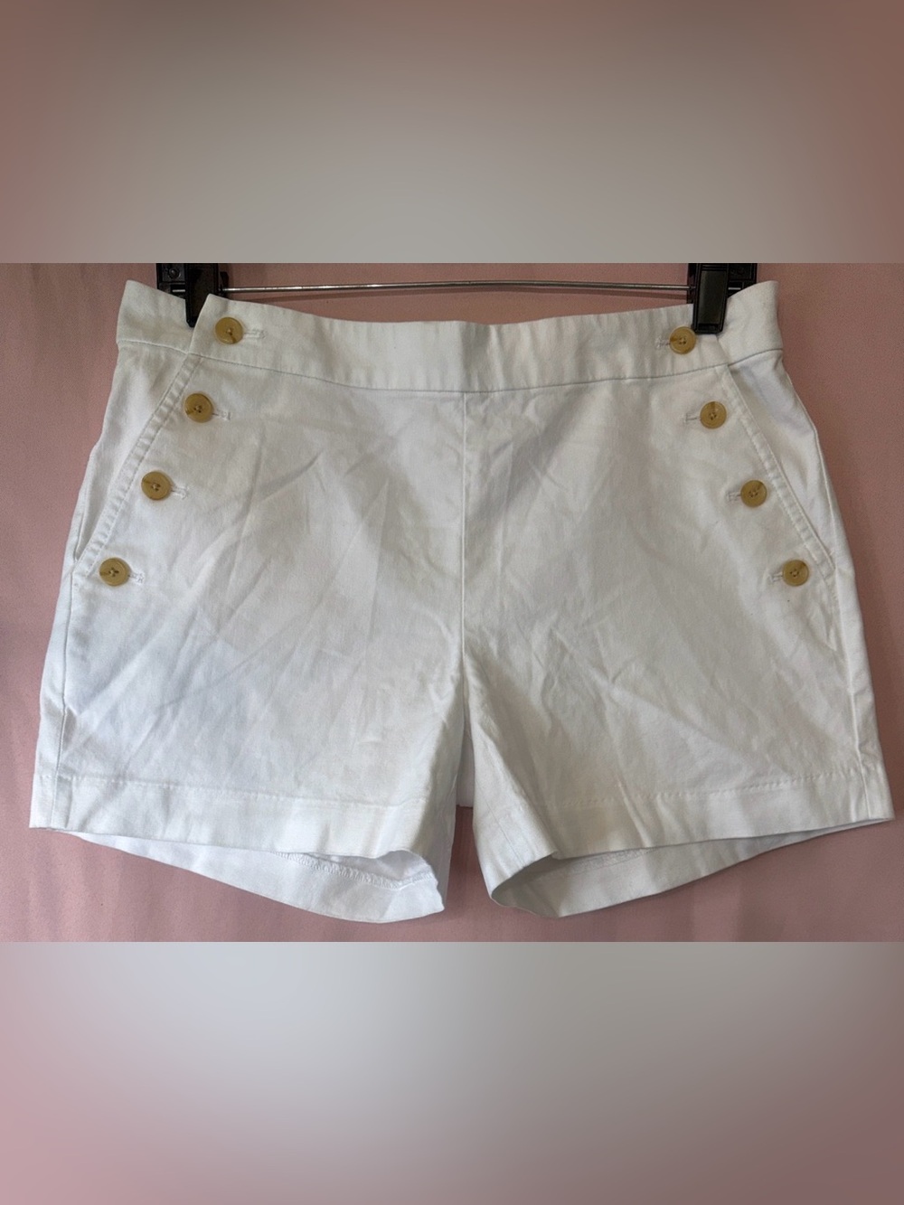 Banana Republic White Button-Accent Bermuda Shorts